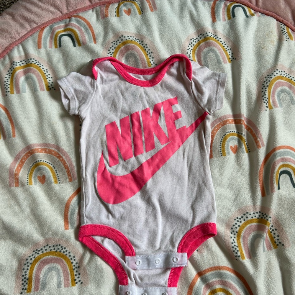 Nike Pink and White Bodysuit for Infants